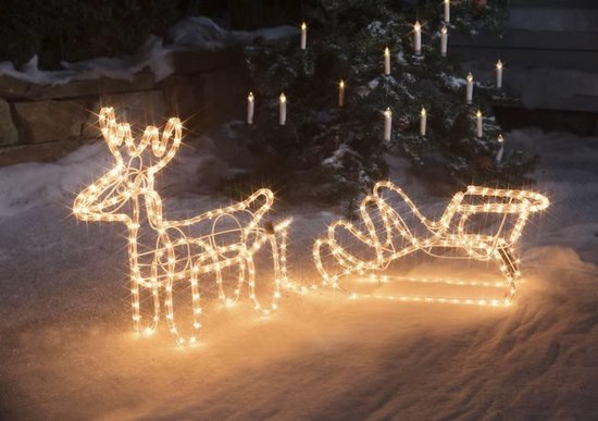 Westfalia Éclairage extérieur - Renne avec traîneau - Blanc chaud