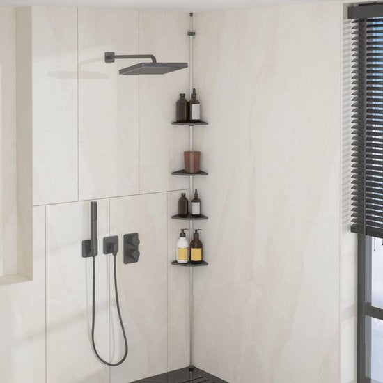 vidaXL - Étagère de douche - 4 niveaux - télescopique - modèle d'angle - aluminium - argent