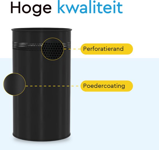BRASQ Trashcan Metal Office/Home Use - Poubelle - Corbeille à papier - Rond - Poubelles - Noir 21 litres