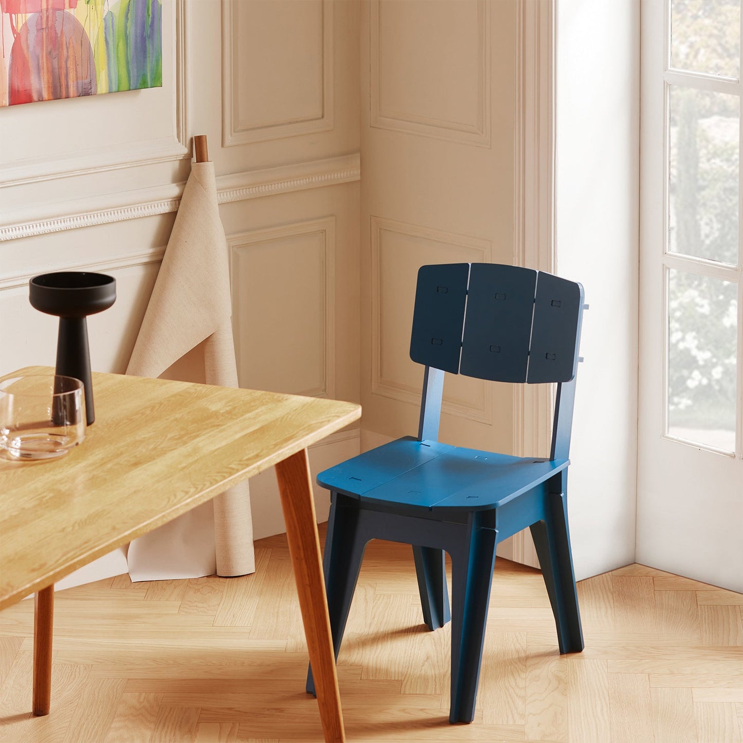 SoBuy HFST01-B Ergonomic Design Chair - Chaise de bureau et de salle à manger en bois bleu
