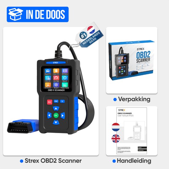 Strex OBD2 Scanner - OBD - Car Readout - Fault Removal - NL Language - Car Scanner - Diagnostic Equipment For Cars - Engine Failure