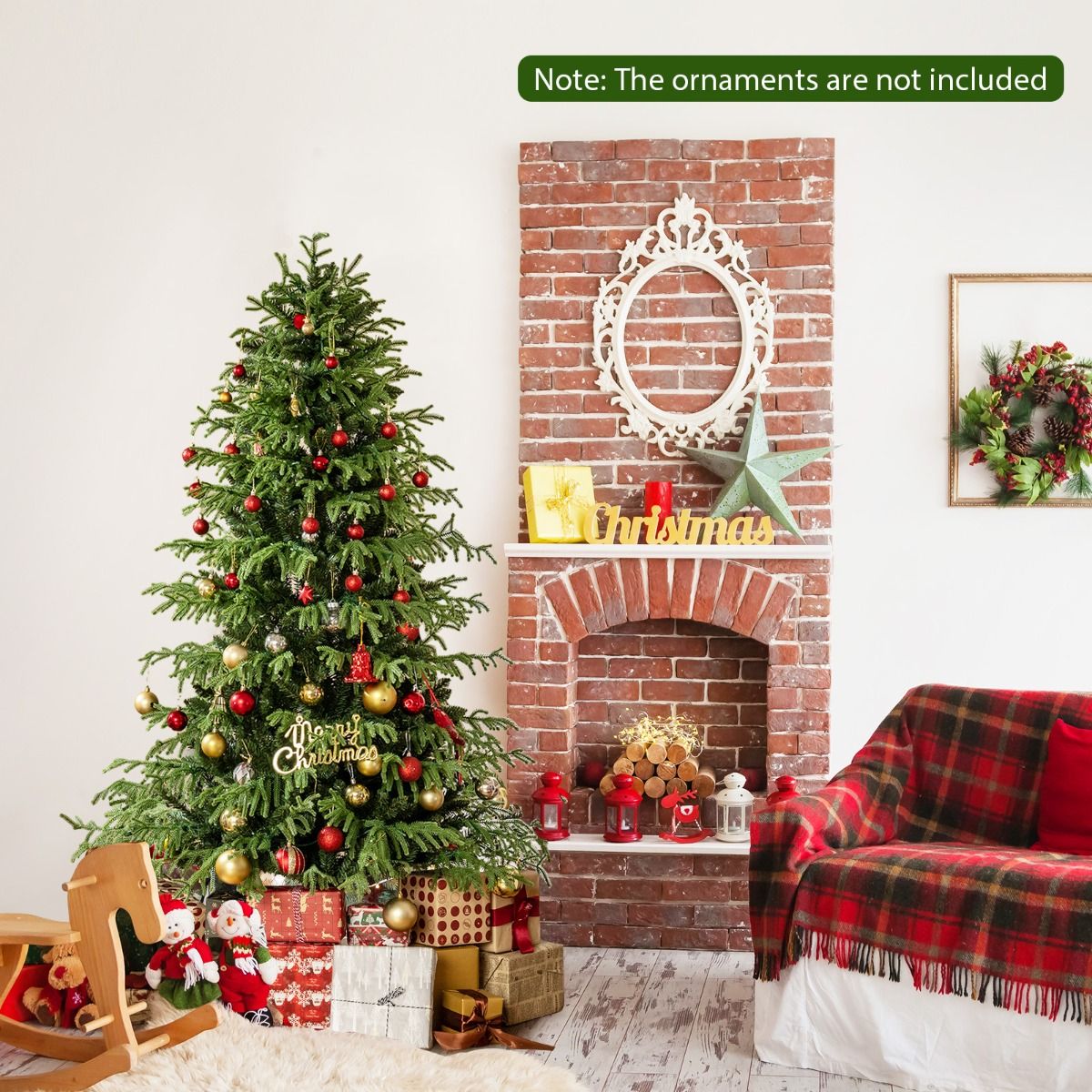 Sapin de Noël artificiel Coast avec guirlande lumineuse - 180 cm - ampoules LED blanc chaud - vert