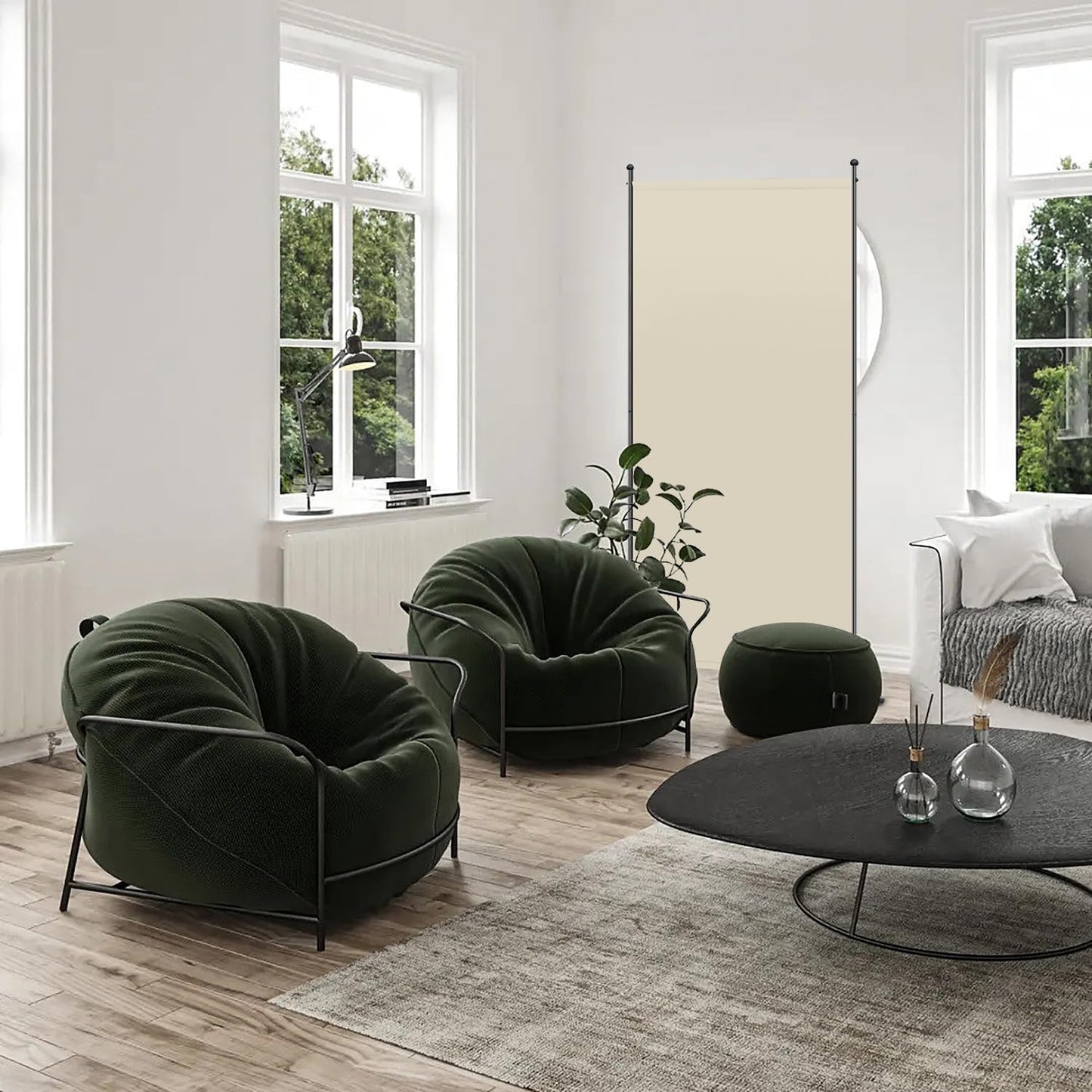 Angel Living Paravent - 1 pièce - 80x180 cm - Pliable - Acier & 160 g/m² Polyester - Séparation de pièce & Protection de la vie privée - Beige