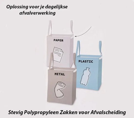 Lot de 3 sacs poubelle recyclables - sacs de rangement résistants pour le tri sélectif.