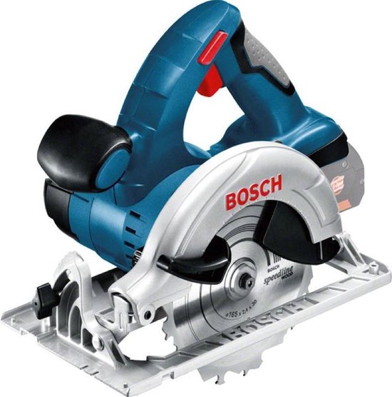 Bosch Professional GKS 18V-57 G - Batterie et chargeur non fournis, 1 lame Standard pour bois de 165 mm, adaptateur d'aspiration, clé Allen, guide parallèle