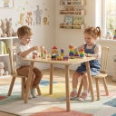 Table pour enfants Coast avec 2 chaises - Naturel - 60 x 60 x 43,5 cm