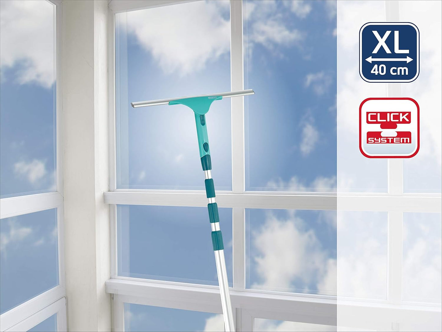 Leifheit - Window Slider XL Set avec microfibre et manche télescopique
