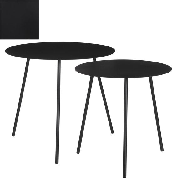 Mica Decorations Table d'appoint Pontus - Lot de 2 - H45 x Ø55 cm - Métal - Noir