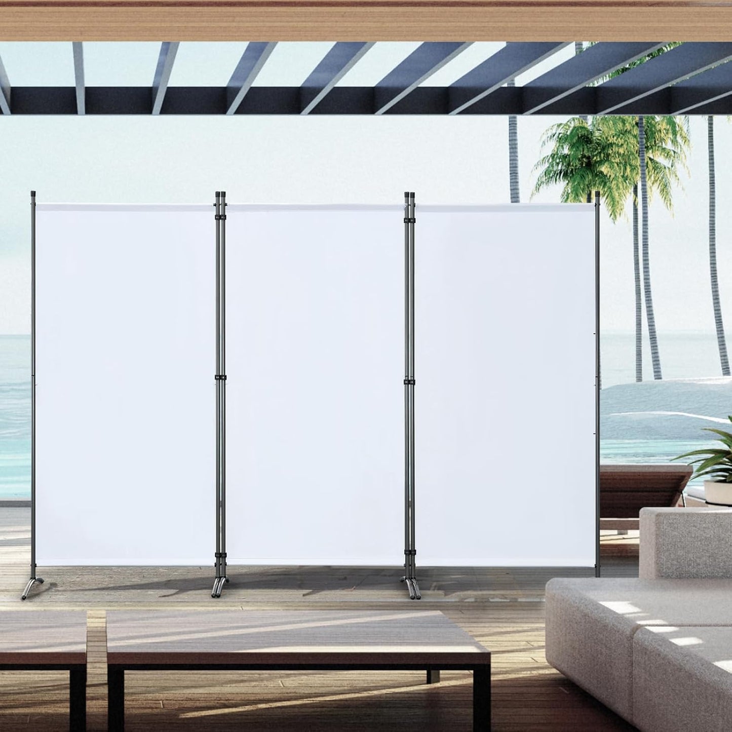 Angel Living Paravent - 3 panneaux - pliable - 243 x 180 cm - Naturel