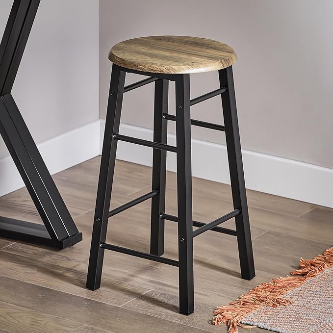 Sobuy Table de salle à manger industrielle - 4 chaises - Marron - 80x80x89 cm