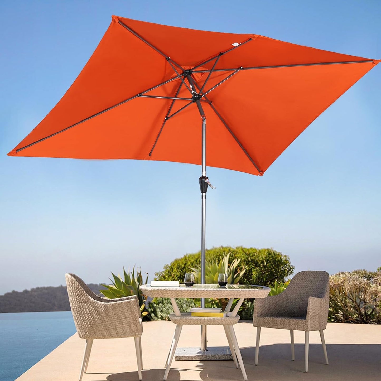 Angel Living Parsol - 300 x 200 cm - inclinable - rectangulaire - terre cuite