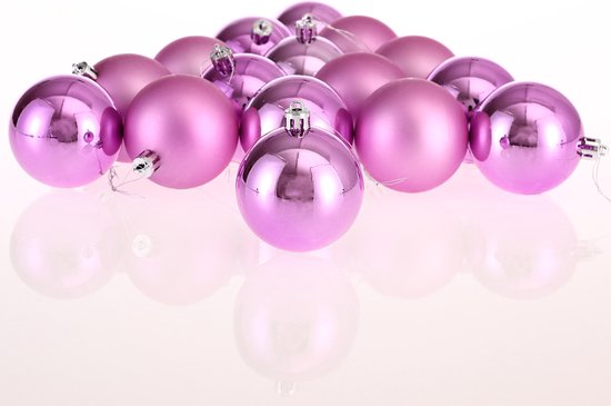 Set de 54 boules de Noël Casaria - plastique mat brillant Ø 3 4 6 cm Rose