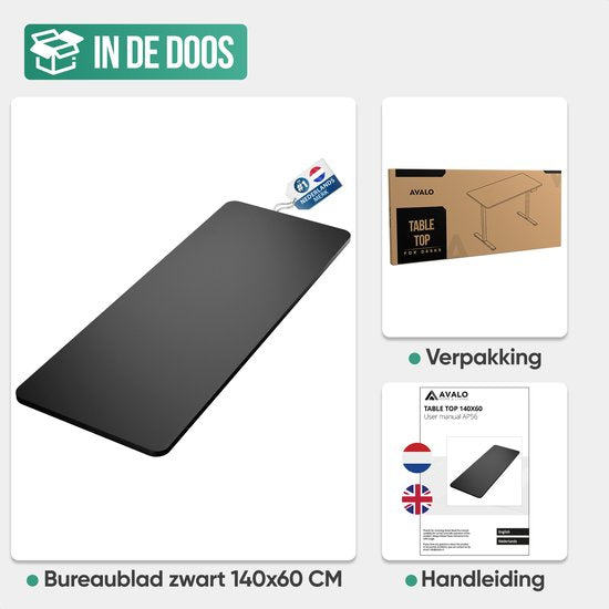 Avalo Desktop Loose 140x60cm - Noir - Table top - Table top électrique