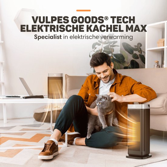 Vulpes Goods® Tech - Réchaud électrique avec télécommande - Réchaud à ventilateur - Réchaud en céramique - 4 niveaux - 1500W - Rotary, Timer & Thermostat - Chauffage - Chauffage électrique pour l'intérieur - Noir