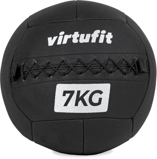 VirtuFit Wall Ball Pro - 7 kg - Fitness - Hyrox Training - Noir - Ballon lesté - Ballon de musculation - Ballon d'entraînement - Wall Ball - Ballon médicinal