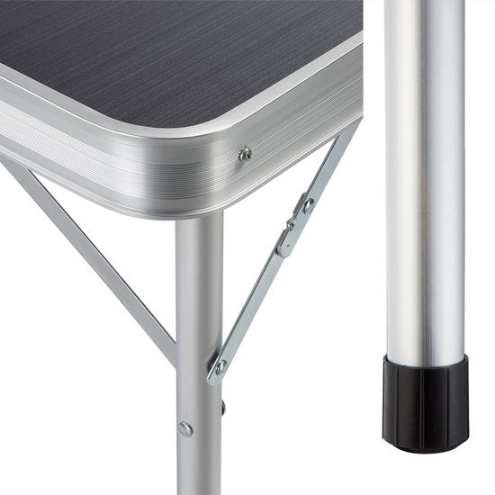 Table de camping Casaria Aluminium - Incl. 2 bancs/pliables - Gris