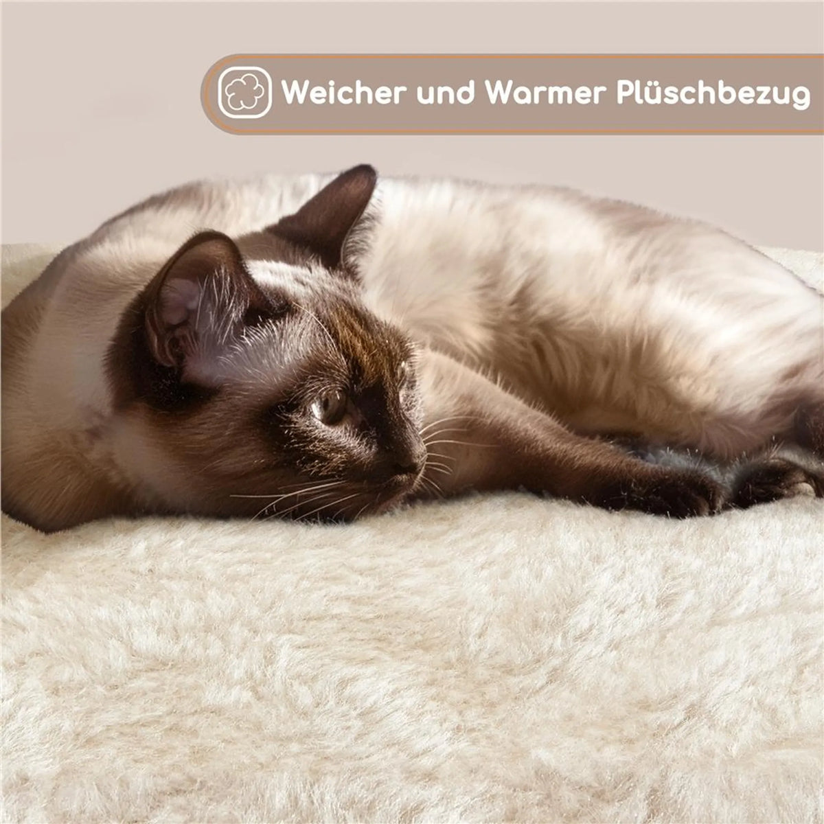 Yaheetech Griffoir moyen - 43,5 x 43,5 x 106 cm - avec plateforme d'observation généreuse, hamac et panier à chat avec 5 tiges en sisal - pour chatons et chats de taille moyenne - peluche beige et panneau d'aggloméré
