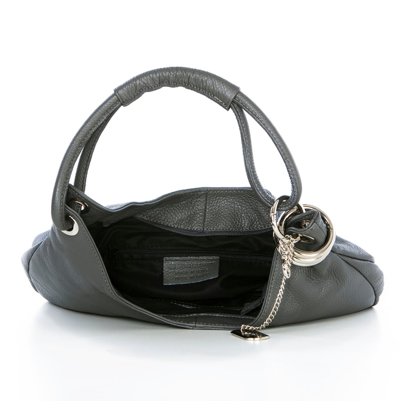 Sac hobo Anna Morellini Alba - Cuir de vachette véritable - Ash - 38 x 34 x 10 cm