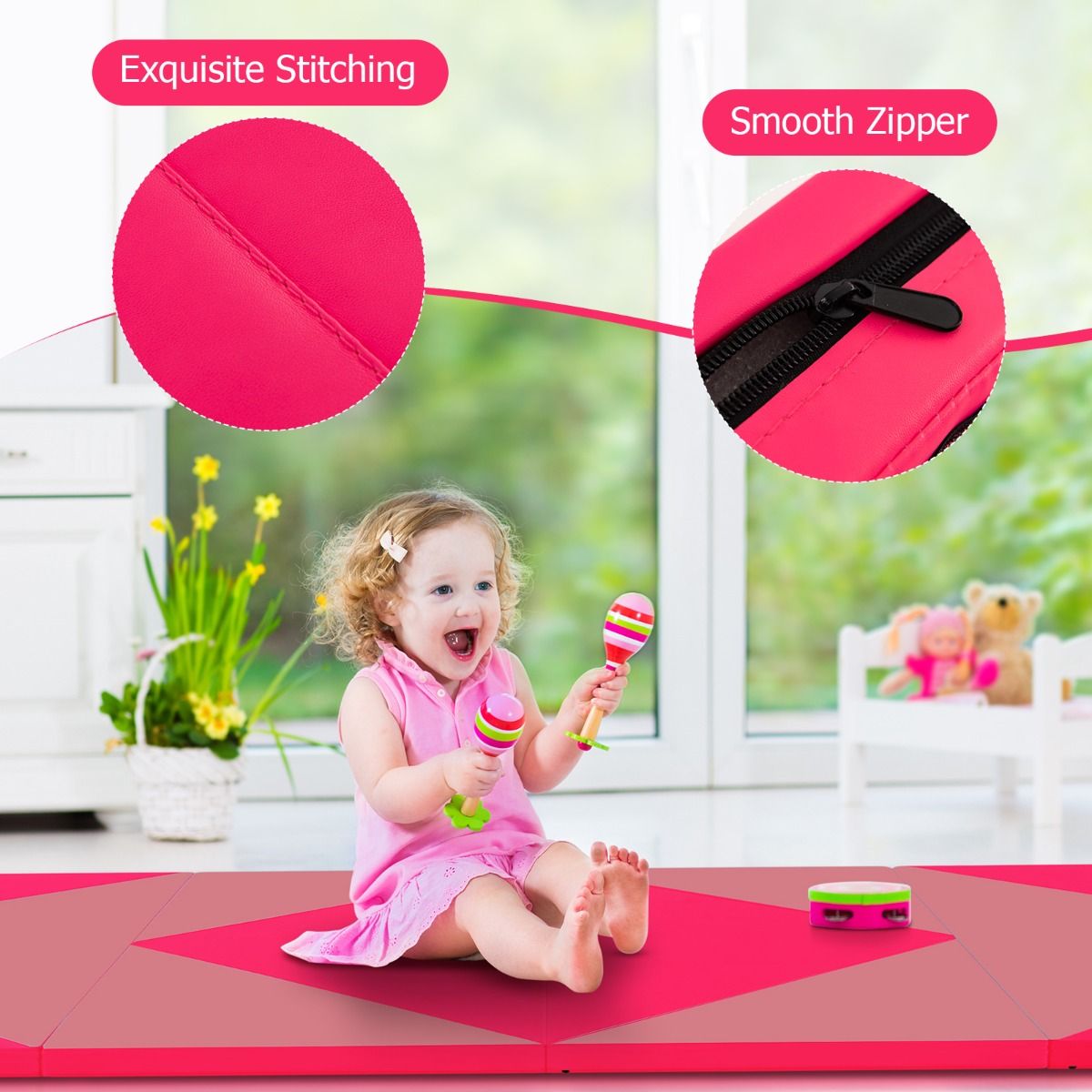 Coast Tapis de gymnastique souple pliable 240 x 117 x 5 cm - Rose
