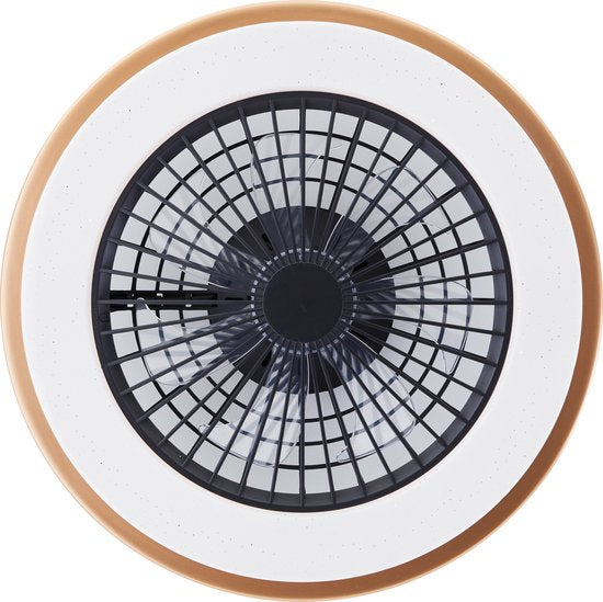 Brilliant Slimline - Ventilateur de plafond - Avec éclairage - LED 40W - 3000K-6500K - Dimmable - Noir avec bordure dorée - Très silencieux