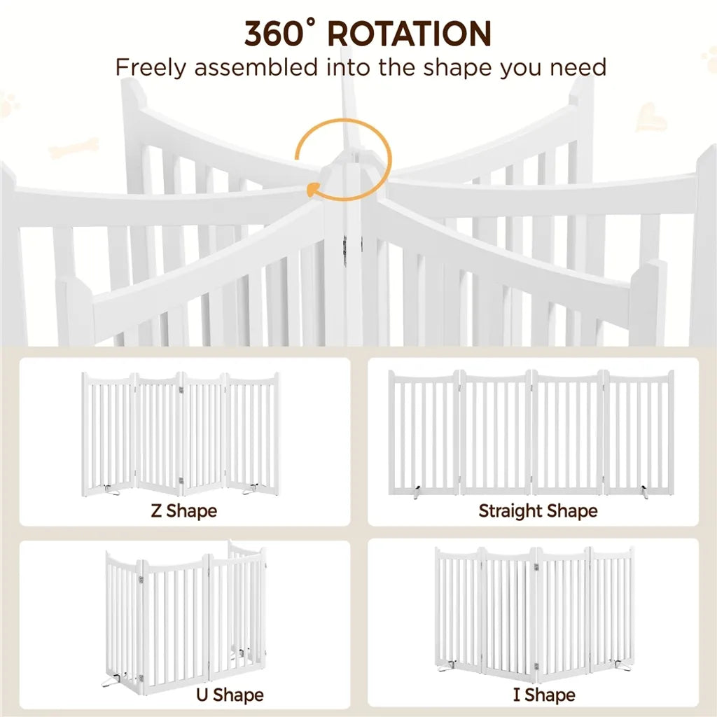 Yaheetech Dog Fence White - Clôture de sécurité pliable avec 4 panneaux - 201.5 x 90.5 x 1.8 cm