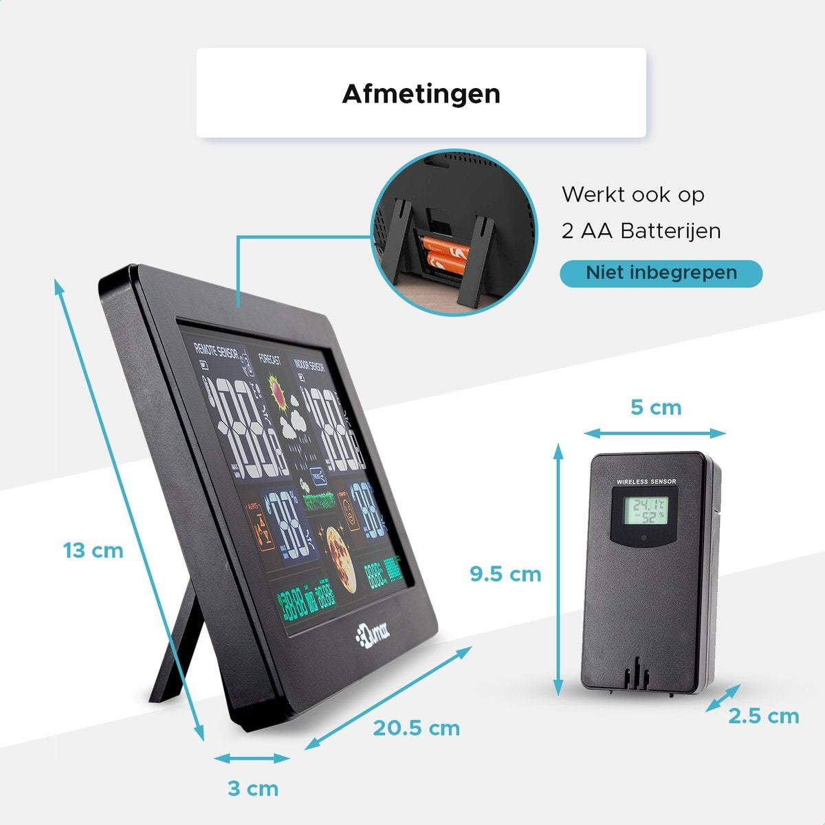Station météo sans fil Qumax intérieure et extérieure étanche