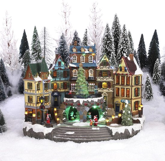 LuVille Village de Noël Miniature Village Carré - L42 x L25 x H32 cm