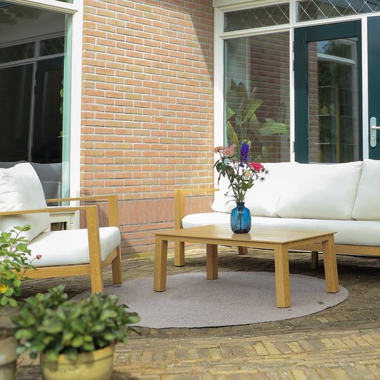 Tapis d'extérieur AXI Corfu – Rond – Ø 180 cm – Beige / Rosé – Tapis d'extérieur – Résistant aux intempéries et aux UV – Tissage plat – Tapis de jardin – Pour l'intérieur et l'extérieur – Tissé à la main
