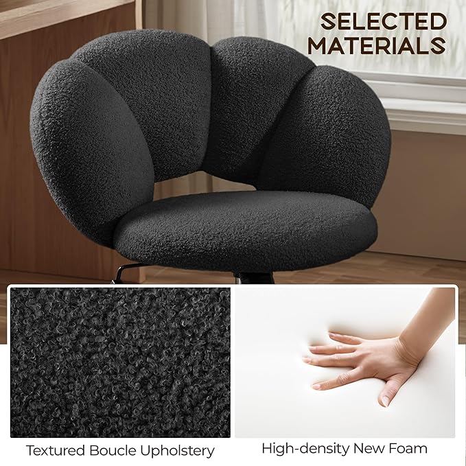 Chaise de bureau ergonomique Yaheetech « Cloud Design » - Noire - Chaise pivotante réglable avec fonction de balancement, jusqu'à 136 kg