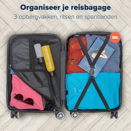 TRVLMORE Valise à main - 38L - Verrouillage par numéro - Léger - Trolley - 54x36x20cm - Gris foncé