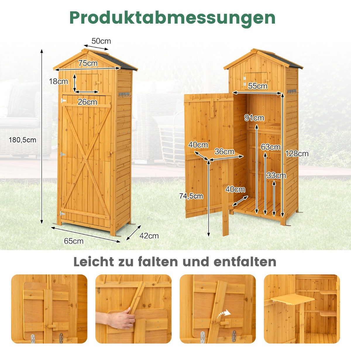 Coast Garden Shed Apparaat Kast voor buitenruimte 75 x 50 x 180,5 cm Natuur