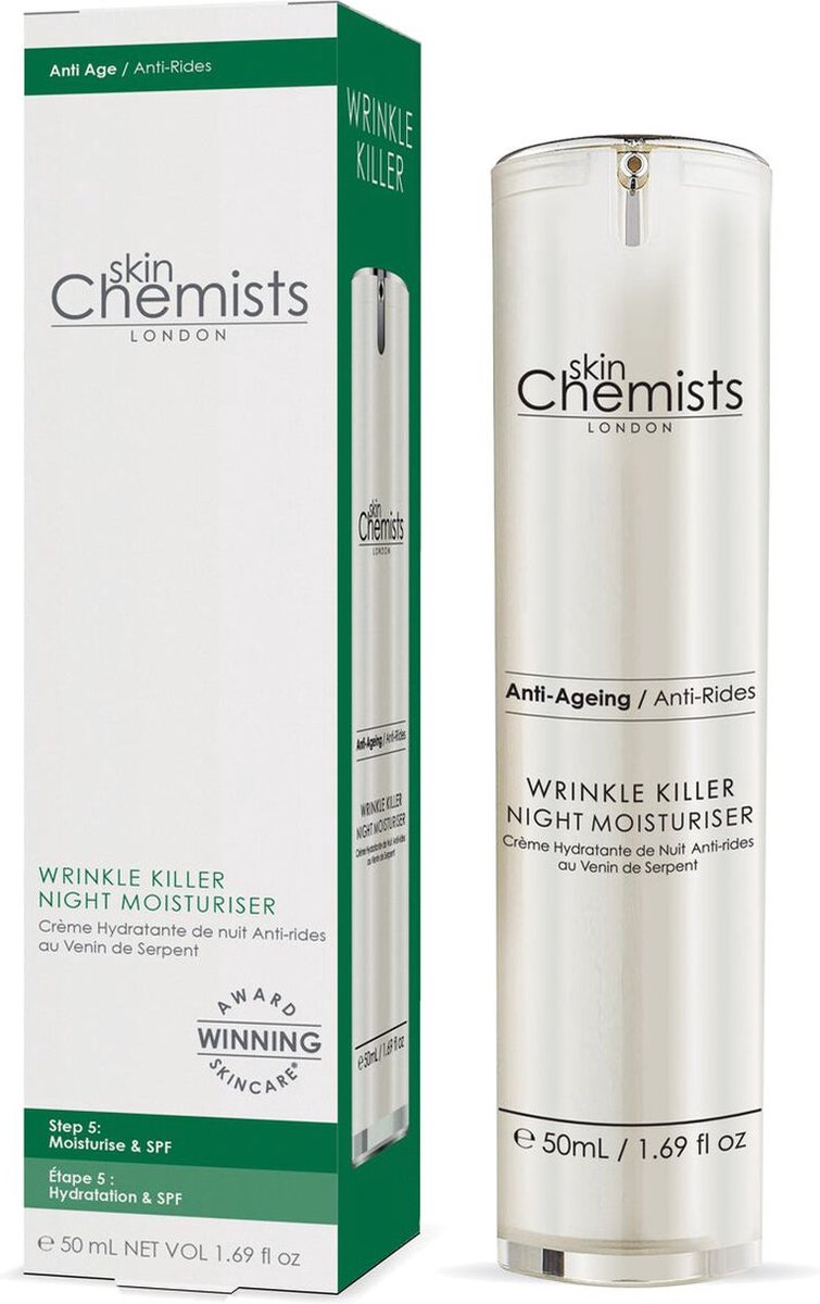 SkinChemists London - Wrinkle Killer Night Moisturiser - Crème de nuit anti-âge - Réduit les rides et ridules - Hydratation et raffermissement