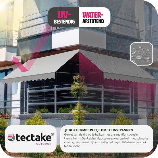 tectake - store à pinces - parasol - store - réglable - store à pinces - parasol balcon - 350 x 180 cm - gris clair - store - 404967