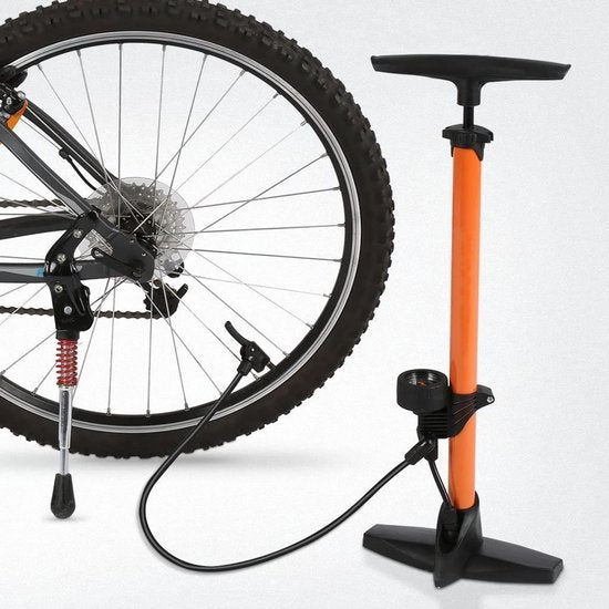 Pompe à vélo Strex - Manomètre - 11 Bar - Pompe à bille - Orange