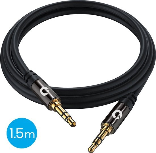 Auronic AUX Cable - Câble audio 1.5M - 3.5 mm - Mâle à Mâle - Noir