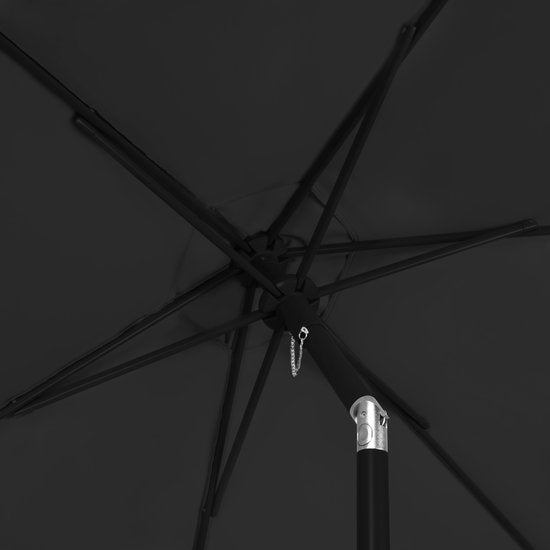 VONROC Premium Parasol Torbole - Ø200cm - Parasol à manche durable - Tissu résistant aux UV - Anthracite/Noir - Housse de protection incluse
