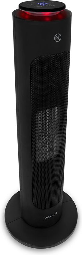 VONROC Luxe chauffage électrique - chauffage soufflant - 1300W/2000W - contrôle par App (via Wifi) et manuel - modèle tour - céramique - Mode AUTO - fonction swing - thermostat et minuterie - 20m2 - Télécommande incluse.