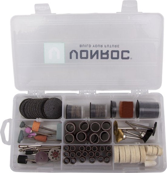 Set d'accessoires VONROC- Jeu d'accessoires - 192 pièces - Universel - pour multi-outils rotatifs