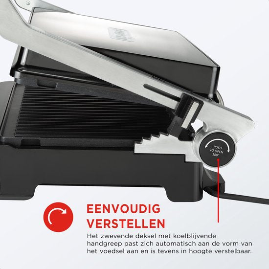 Bourgini - Grille de contact 29cm x 23cm - Appareil à griller Grille à panini et fer à toasti - Revêtement céramique sans PFAS - Grille de contact en acier inoxydable