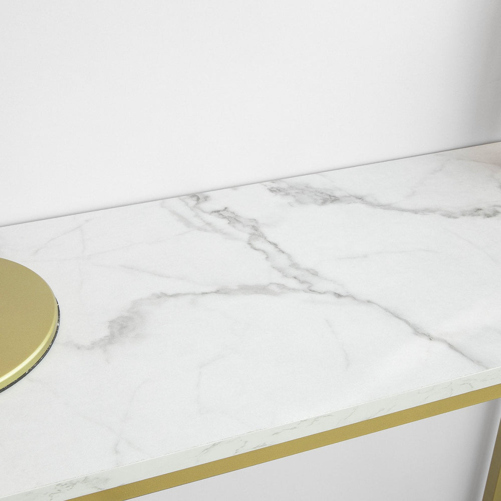 SoBuy Table console - Plateau blanc - Cadre doré - 80x75x30 cm - FSB29-G