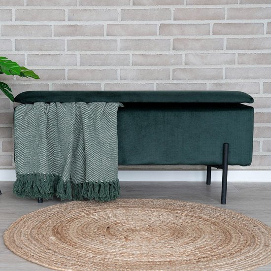 Canapé Watford avec rangement velours vert, noir.