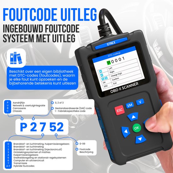 Strex OBD2 Scanner - OBD - Car Readout - Fault Removal - NL Language - Car Scanner - Diagnostic Equipment For Cars - Engine Failure