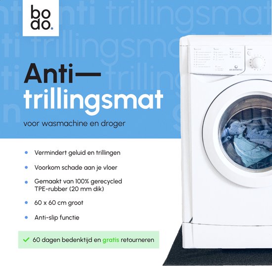 Bodo® Tapis anti-vibrations Machine à laver et sèche-linge - 60x60x2cm