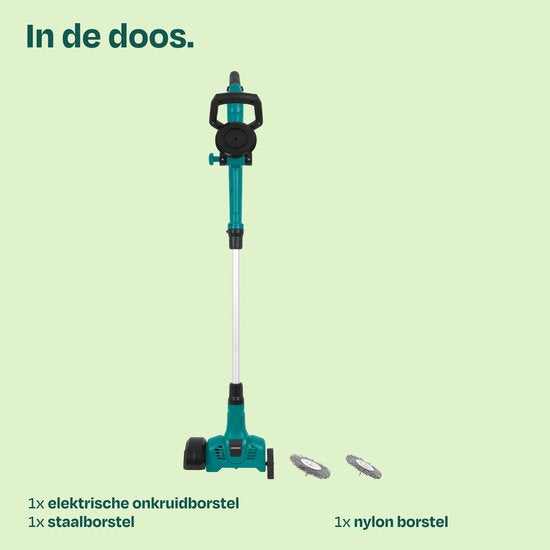 Brosse électrique anti-mauvaises herbes VONROC 500 W - nettoyeur de joints - élimination - manche télescopique - avec brosse en acier et en nylon