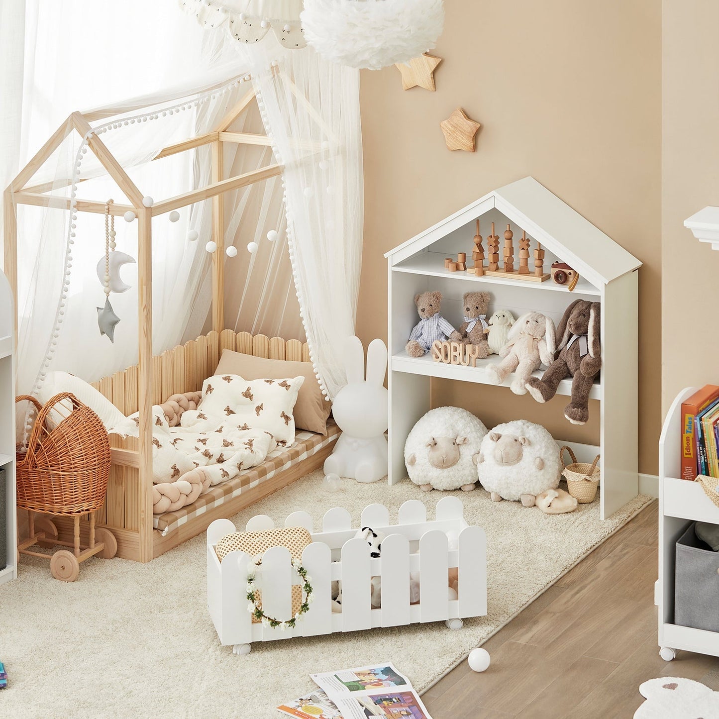 SoBuy Bibliothèque pour enfants - Max. 25 kg - 91 x 30 x 114 cm - Blanc
