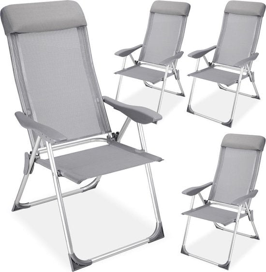 Chaise de jardin Casaria Aluminium - 4 pièces réglables - Gris