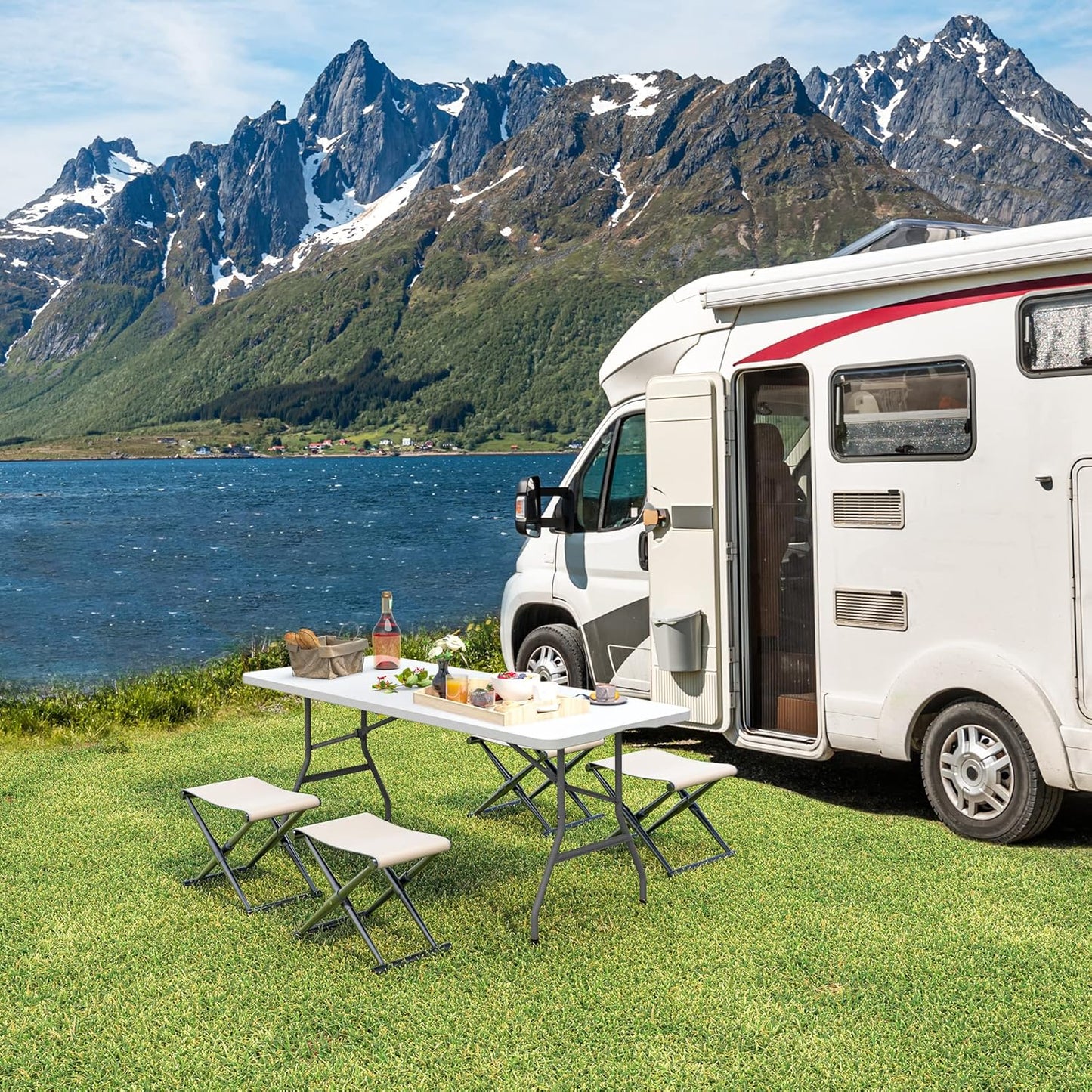 YITAHOME Table de camping pliable de 1,8 m - Table de pique-nique portable et transportable pour l'extérieur