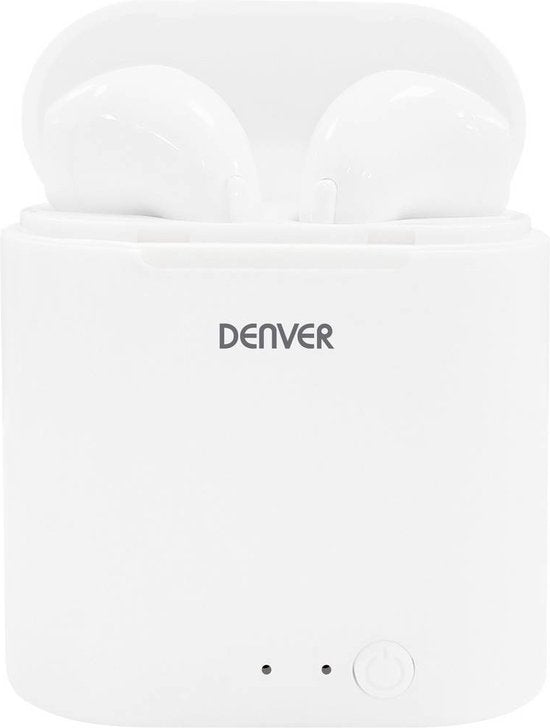 Denver TWQ-40 - Ecouteurs Bluetooth sans fil - Chargement sans fil via QI - Blanc