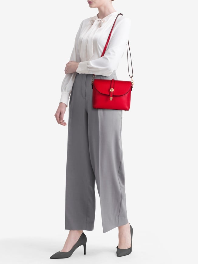 Sac à main en cuir italien Pia Sassi - Rouge - 25 x 19 x 8 cm