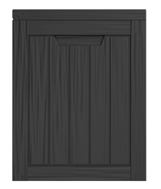 LifeGoods Boîte de rangement XS 170L - Boîte de rangement pour coussins de jardin - étanche - résistant aux intempéries - aspect bois - avec support de serrure - gris
